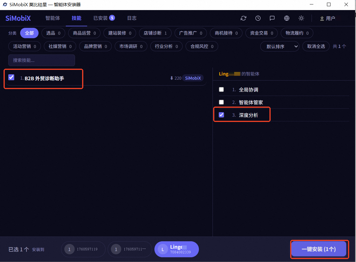安装技能